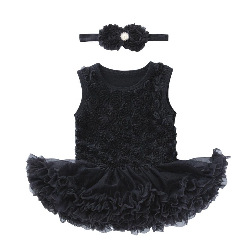 Summer Children Rose Sleeveless Princess Girl Solid Color Cute Princess Dress
