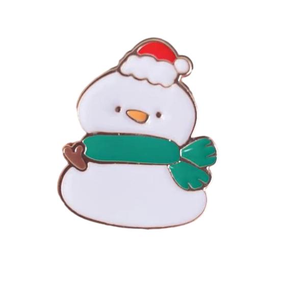 Christmas Cartoon Enamel Brooch Snowman Reindeer Santa Claus Stocking B