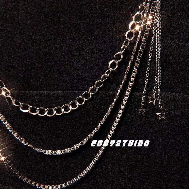 Ins Men and Women Trendy Waist Chain Punk Non-mainstream Metal Star Decoration Jeans Accessories Chain Multi-layer Pants Decoration