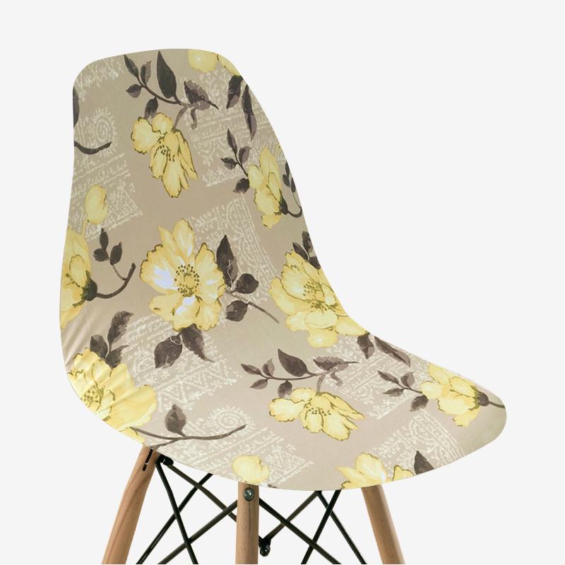Floral Printed Shell Chair Covers Elastic Seat Cushion Cover Protector for Chairs Fitted Kitchen Living Room for Home Decor 1pc