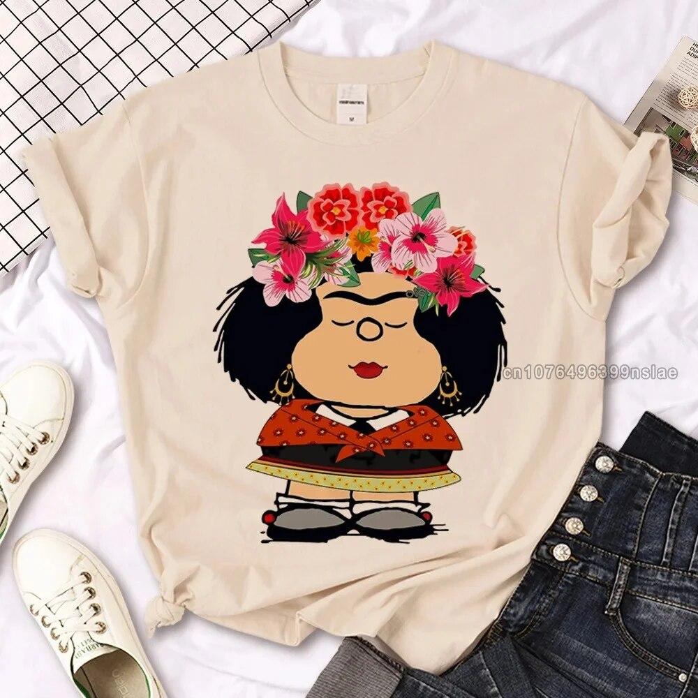 Mafalda Cotton T-shirt Women Summer Harajuku Casual Clothing Short Sleeve T Shirts Streetwear Anime Tops Tee 90s Cartoon Tshirt Unisex
