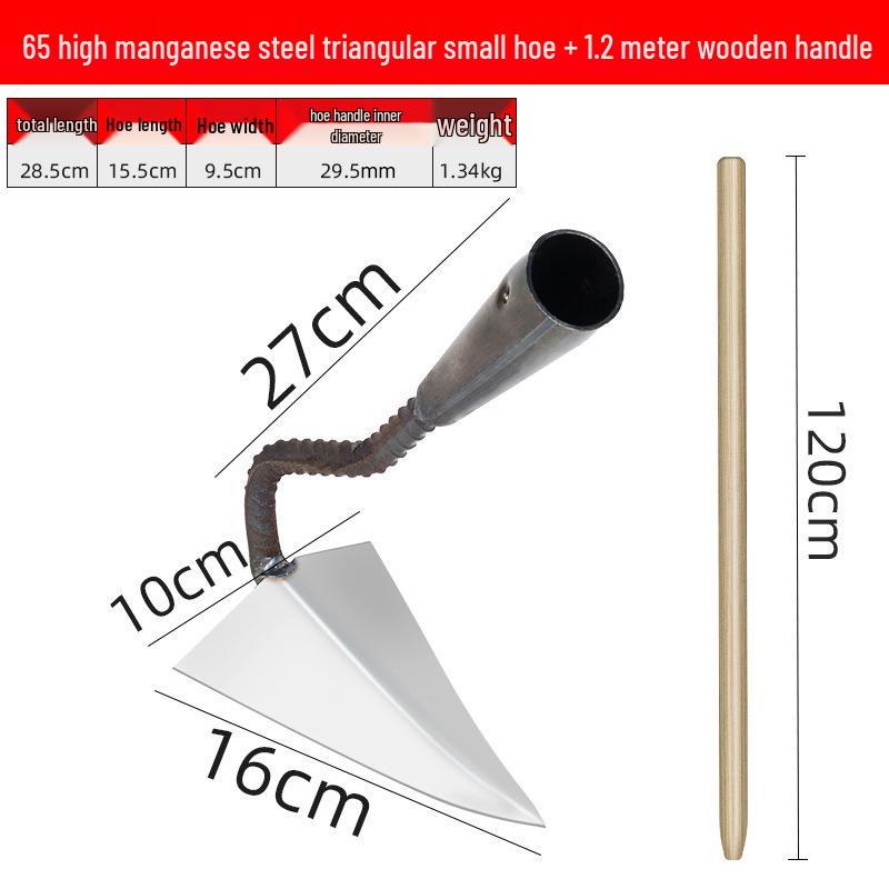 Trójkątna motyka ze stali manganowej do kopania rowów i sadzenia warzyw - Kompletny zestaw narzędzi rolniczych