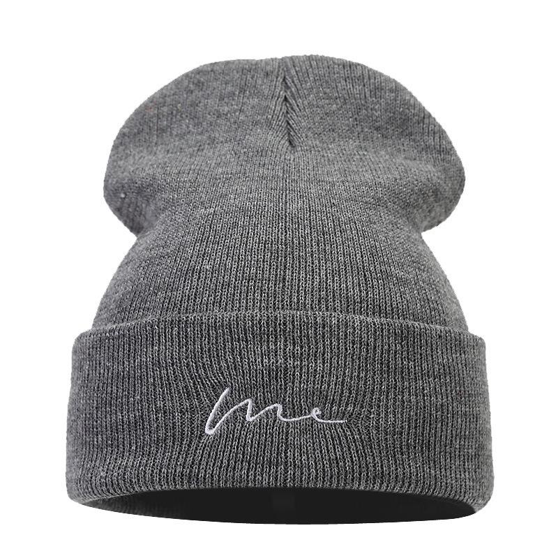 Fashion New Simple Embroidery Knitted Hat Men's and Women's Literary Trend Cold Hat Autumn and Winter Street Wool Hat