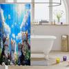 Cat Shower Curtain,Colorful Floral Bathroom Curtain,Kids Girls Boys Adult Cute Pet Animals Waterproof Fabrics Blue Sky Bathtub