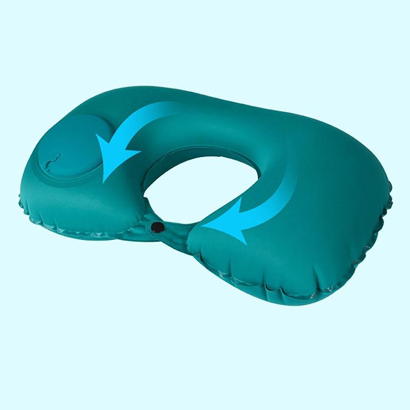 U-Shaped Inflatable Travel Pillow Portable Air Pillow Neck Support Cushion Comfortable Sleeping Pillow Press To Inflate Pillow