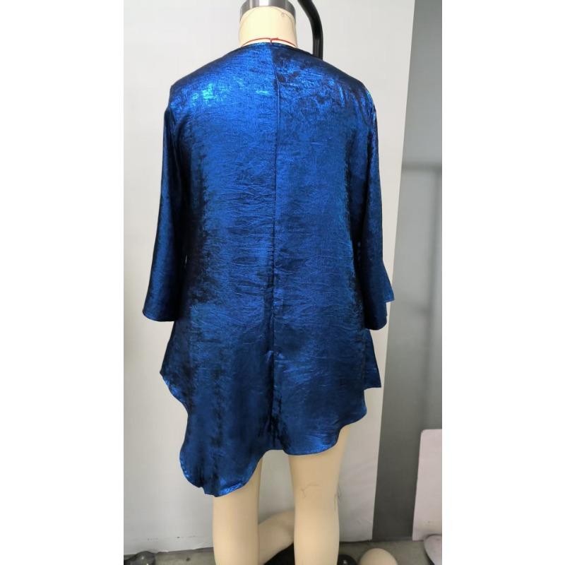 Damen Sommer Locker Lässig Rundhals Sieben-Punkt-Ärmel T-Shirt