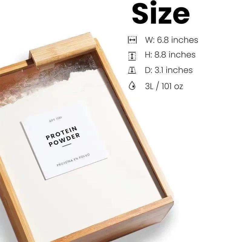 Bamboo & Wood Sliding Lid Grain Storage Box | Wooden Food Dispenser