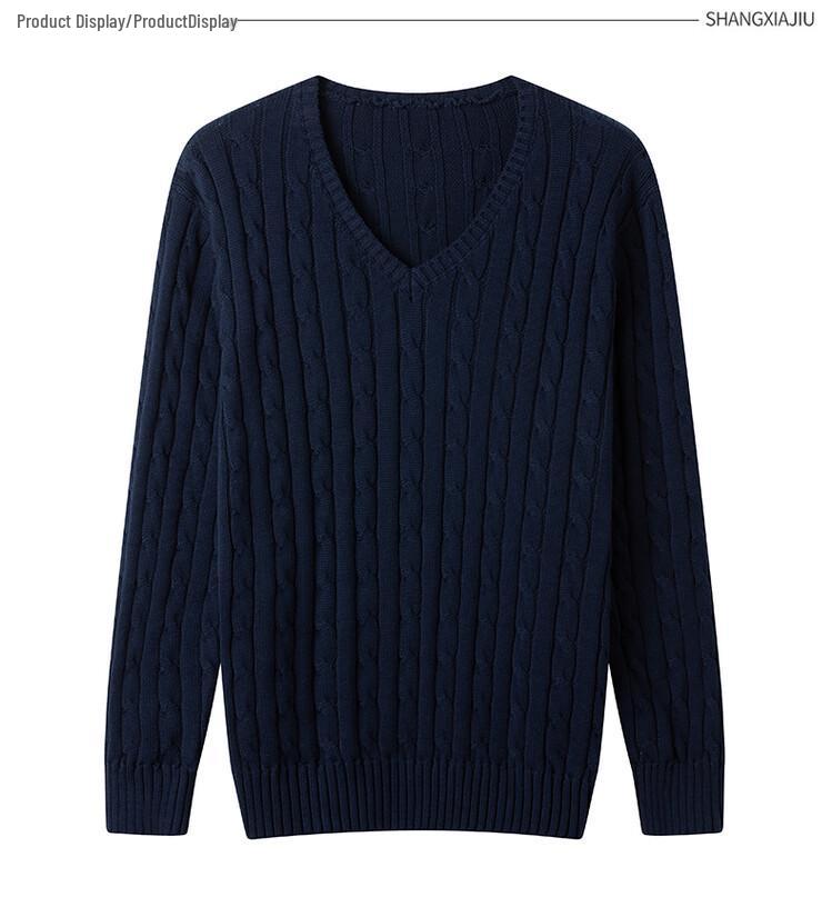 Men s Retro Japanese-Korean V-Neck Long-Sleeve Knitted Sweater, Loose Fit for Autumn/Winter. XXL