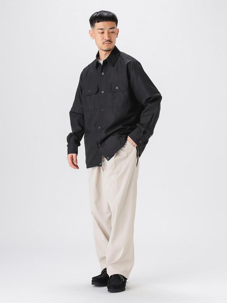 B:MING LIFE STORE by BEAMS TAION Non-down Military Long Sleeve Shirt, Men's, Black, Size M (92110384226)