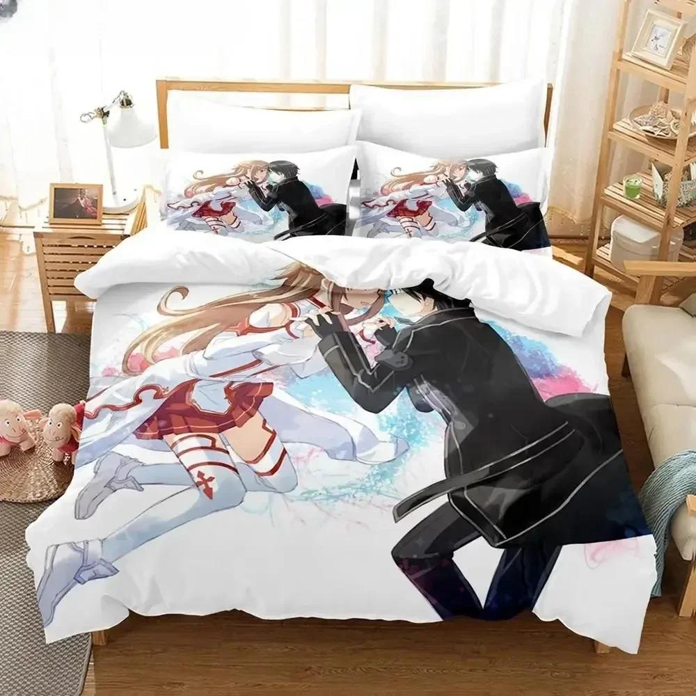 Top 3D  Sword Art Online Bedding Sets Home Textile Pillow Case 3D Bed Linen Duvet Covers Kids Gift Bed Set Home Textiles