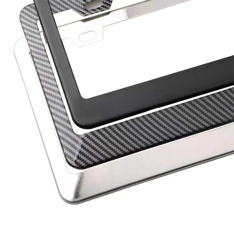 Universal-Nummernschildrahmen aus Legierung, schwarze Carbonhalterung, amerikanisches Autozubehör, Nummernschild-Tag-Abdeckung aus Faser für vorne und hinten