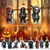 Halloween Car Ornament Cool Skeleton Acrylic Car Rearview Mirror Charm 2D Flat Skull Hanging Pendant for Car Interior Backpack Accessory