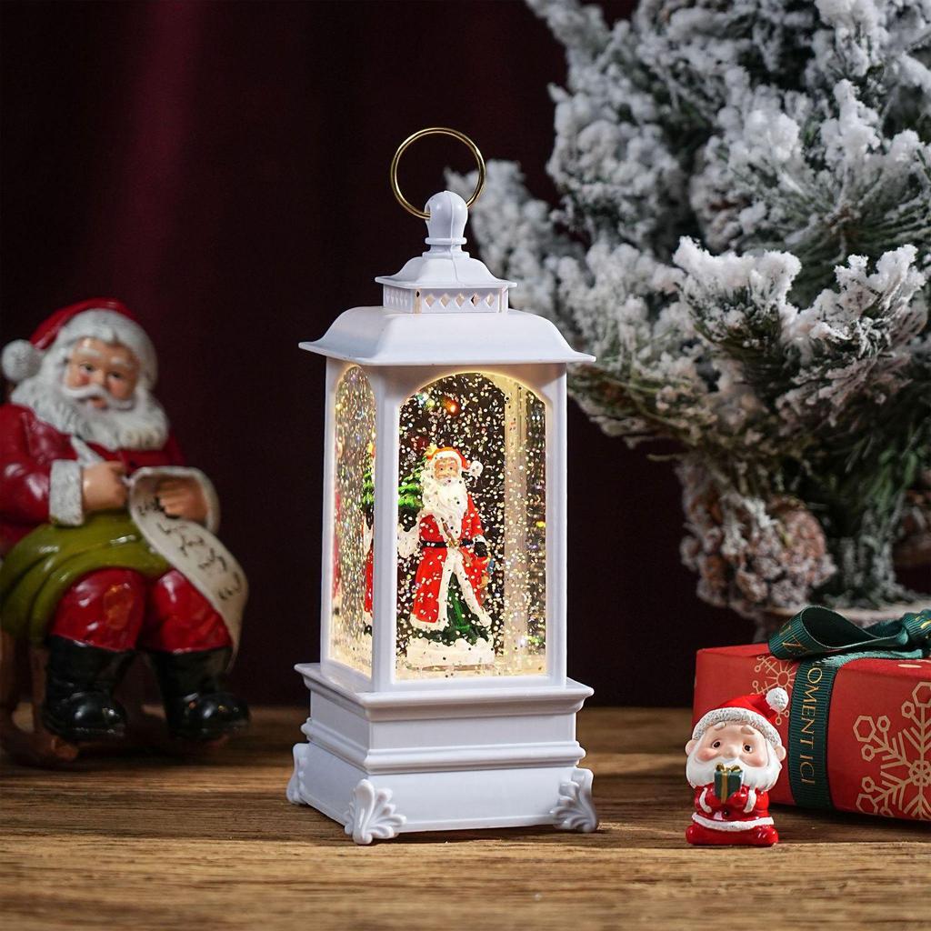 Christmas Chinese Lantern Water-Filled Luminous Music Box Snowfall Crystal Ball Decoration Ornament
