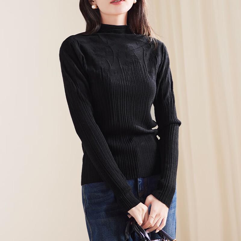 SOFSIL Women s Solid Color Semi-High Collar Knit Top M