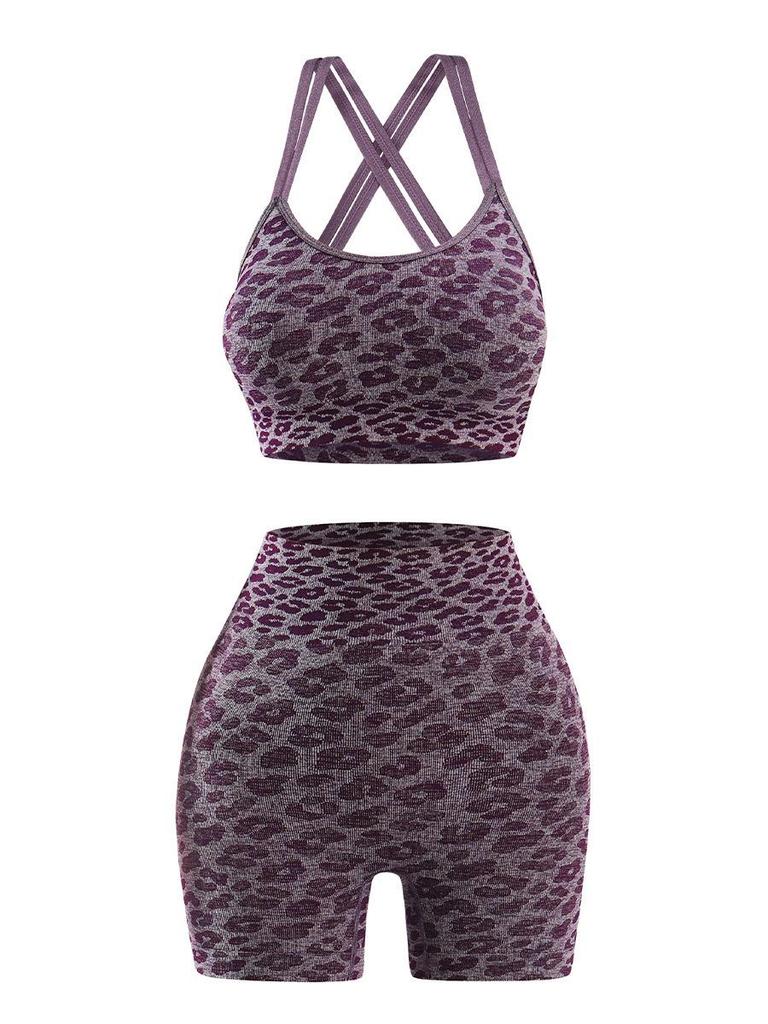 TK High Waist Seamless Yoga Set: Stretchy Three-Quarter Shorts & Sexy Bra with Chest Pads for Women