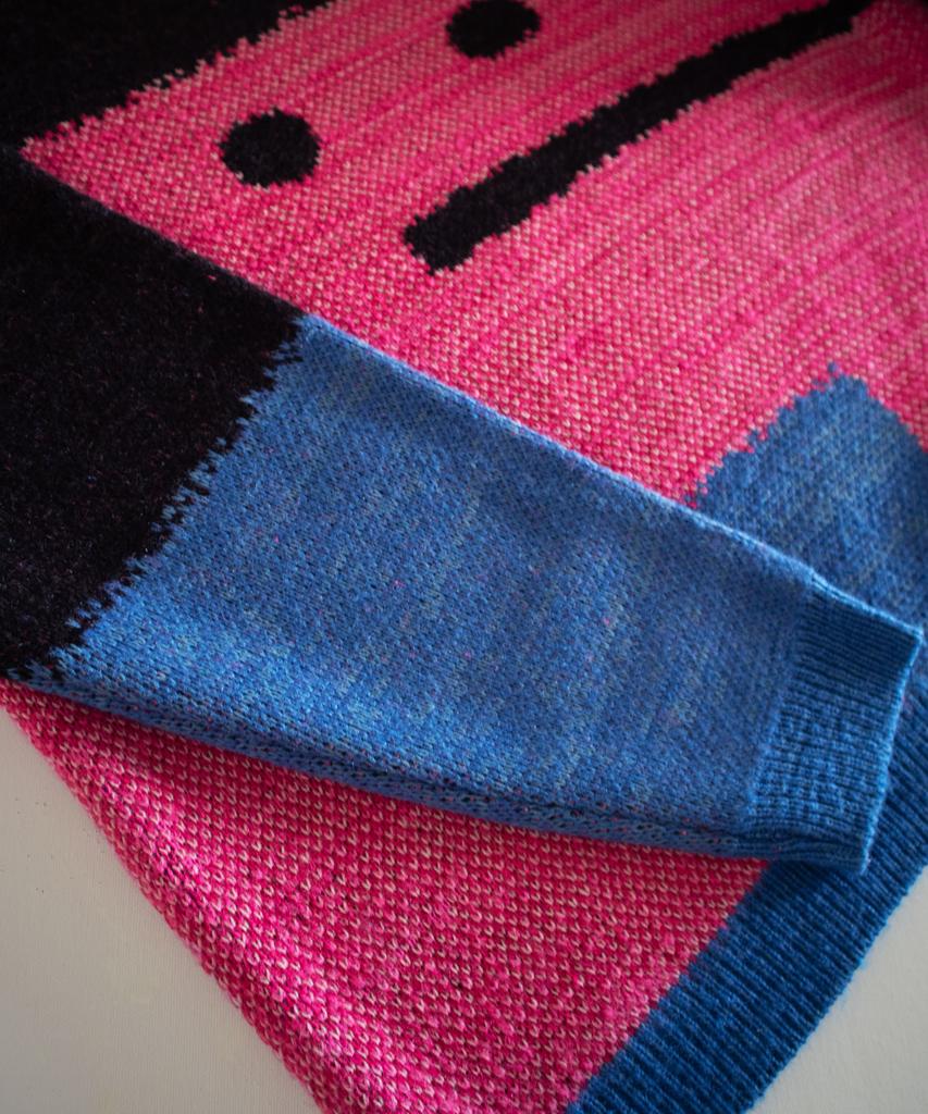 GROUNDWORK Square Man Turtleneck Knit Sweater / Black Pink Mix