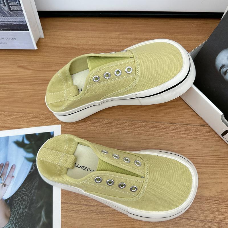 Fashion Autumn Women's Canvas Sneakers Thick Bottom Casual Sports Shoes Comfortable Non Slip Fashion Round Toe Platform Zapatos Mujer