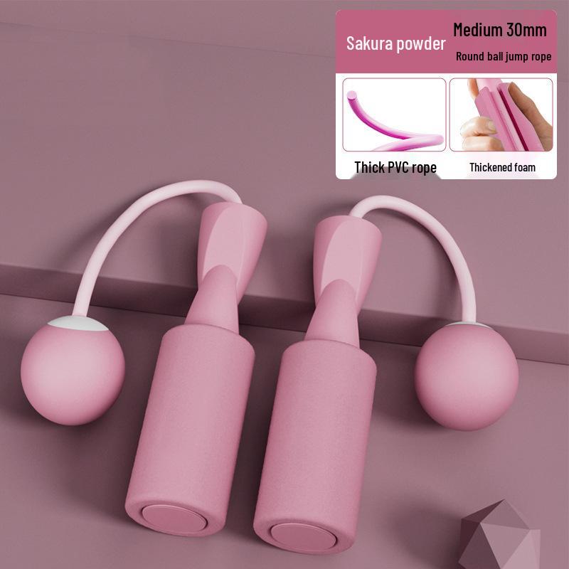 Cordless Quiet Dual-Use Weighted Jump Rope with Big Fitness Ball for Indoor Exercise