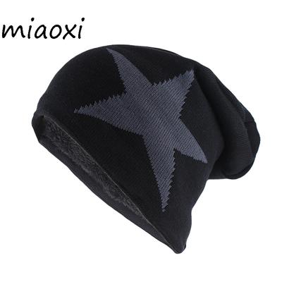 Hat Soft Big Star Winter Warm Hat For Men Women Knitted Wool Beanies Skullies Lady  Colors Gorros Skull Bonnet