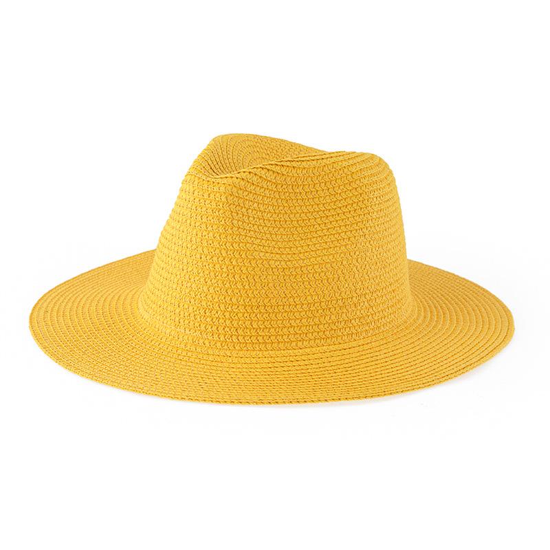 Women's Jazz Straw Hat with Wide Brim - European & American Style Panama Sunshade Fedora