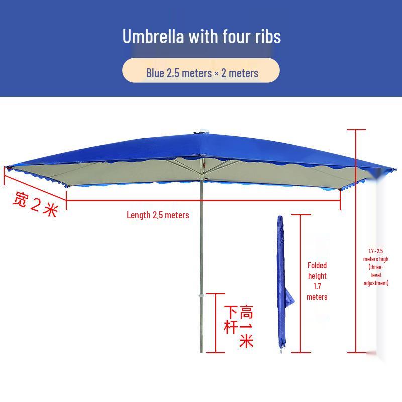Large Rectangular Folding Patio Umbrella with Canopy Sun Protection
