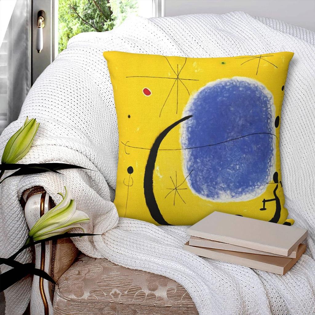 Federa Cuscino Quadrata Joan Miro 40 Poliestere Lino Velluto Fantasia Zip Decorazione Copricuscino Divano
