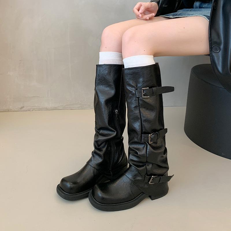 Women's Shoes with Pleated Thick-soled Mid-calf Boots New Best-selling Boots for Women Trendy Boots