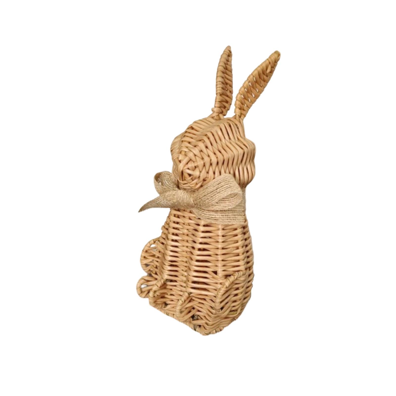 

Cute Easter Rattan Bunny Decoration For Home And Desktop Display One Size