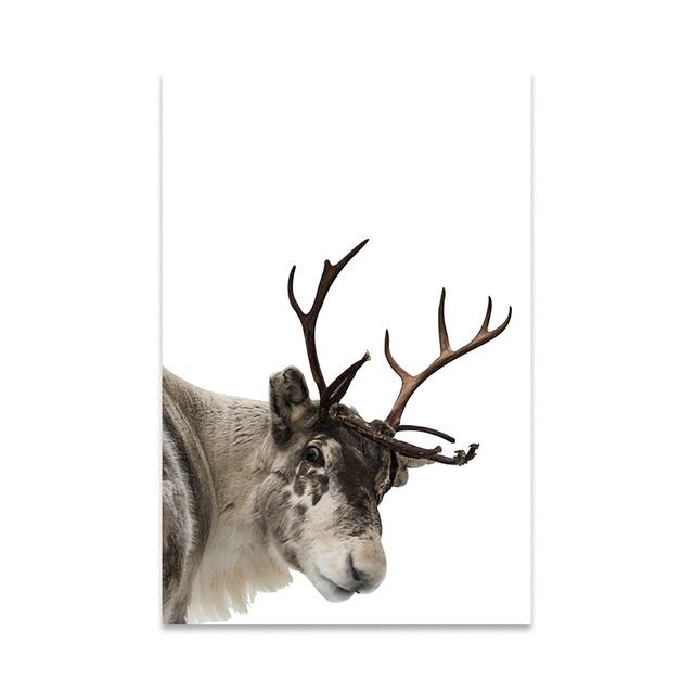 Christmas Posters and Prints Winter Scene Forest Cabin Deer Canvas Painting Nordic Wall Art Print for Home Room Decor No Frame