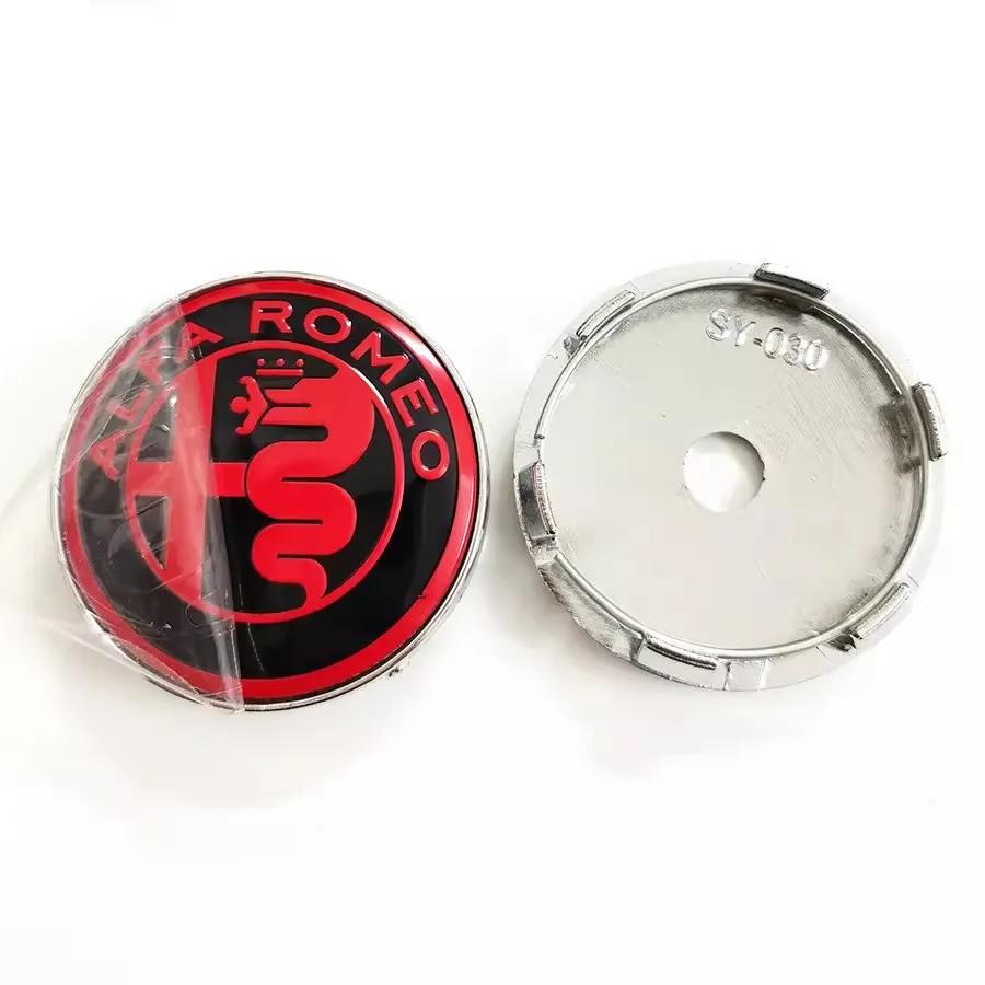 Car Stickers For Alfa Romeo 4PCS Car Wheel Center Hub Caps Cover For Alfa Romeo Giulia Stelvio Giulietta 156 159 147 Mito Tonale
