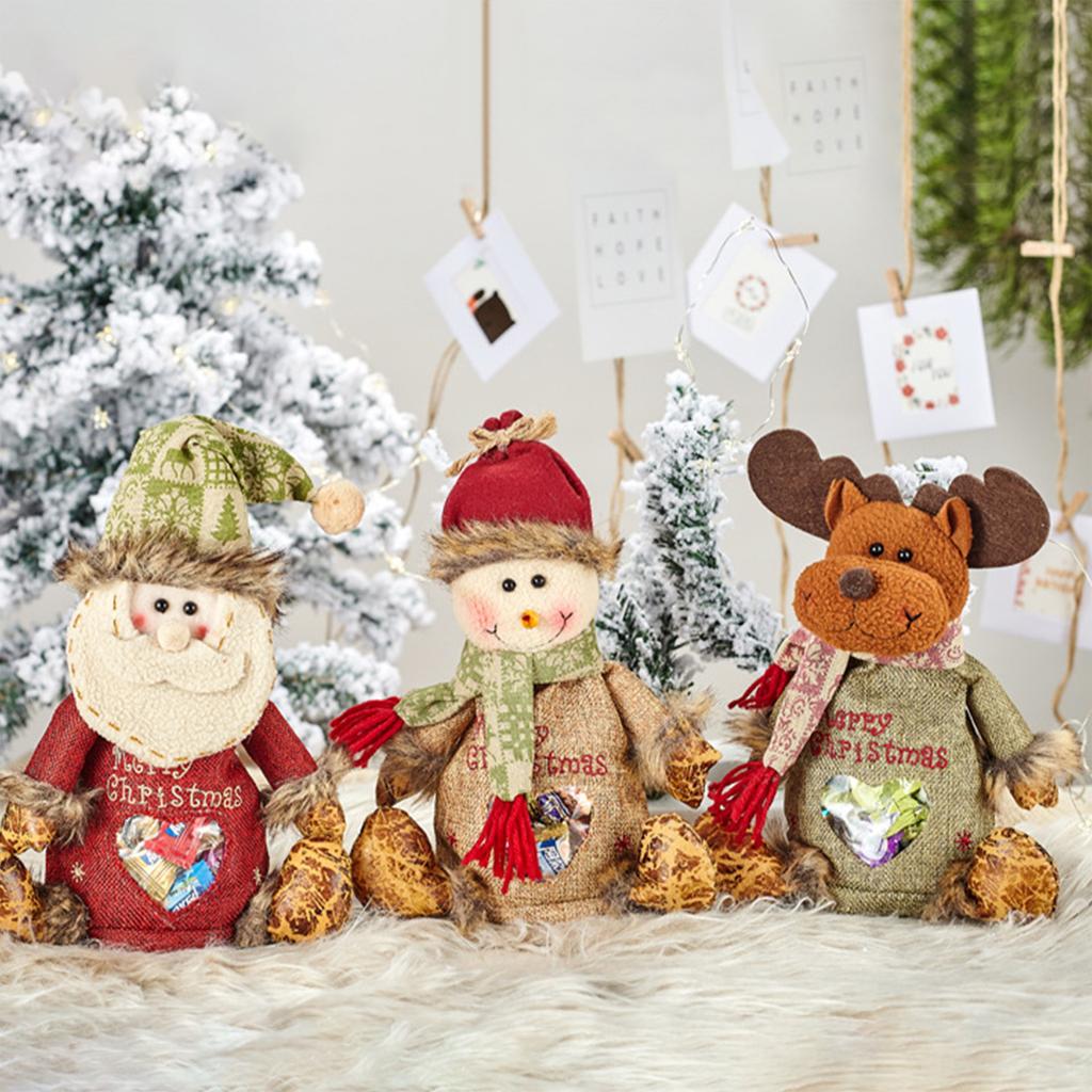 3Pcs Fabric Storage Bags Zipper Design Christmas Apple Bag Reusable Xmas Gift & Party Favor Bags for Gifts Apples Candy