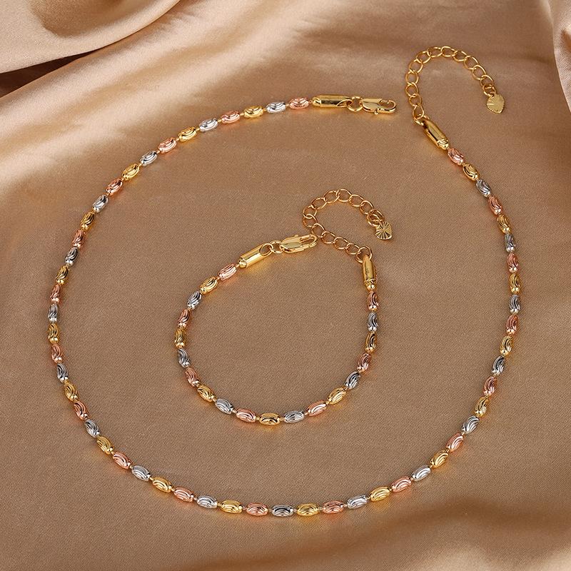 Niche Design Necklace Versatile Electroplated Color Gold Beaded Chain Set Female