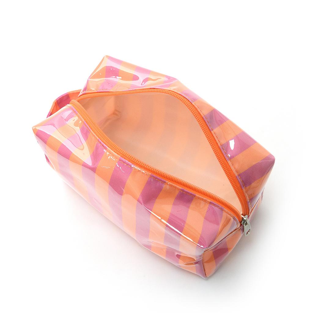 Striped Toiletry Bag Women's Travel Cosmetic Storage Bag Portable Casual Makeup Organizer for Business Trip