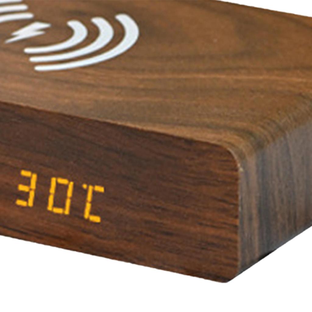 Alarm Clock with Wireless Charging Snooze Function LED Display Multipurpose for Restaurant Desktop Bedside Home Decoration Dorm
