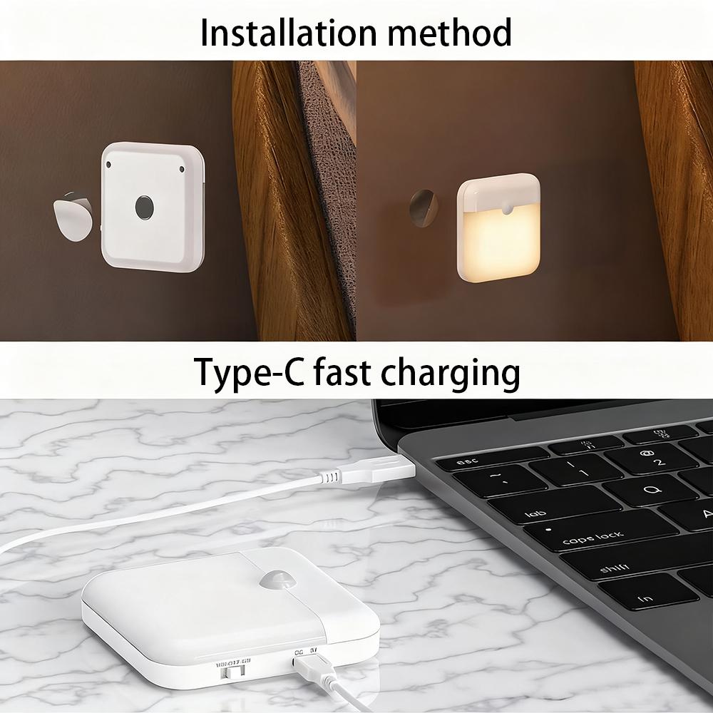 Runtowo Motion Sensor Led Light USB Charging Square Lamp Bedroom Kitchen Stair Hallway Wardrobe Cupboard Lighting Cabinet Light