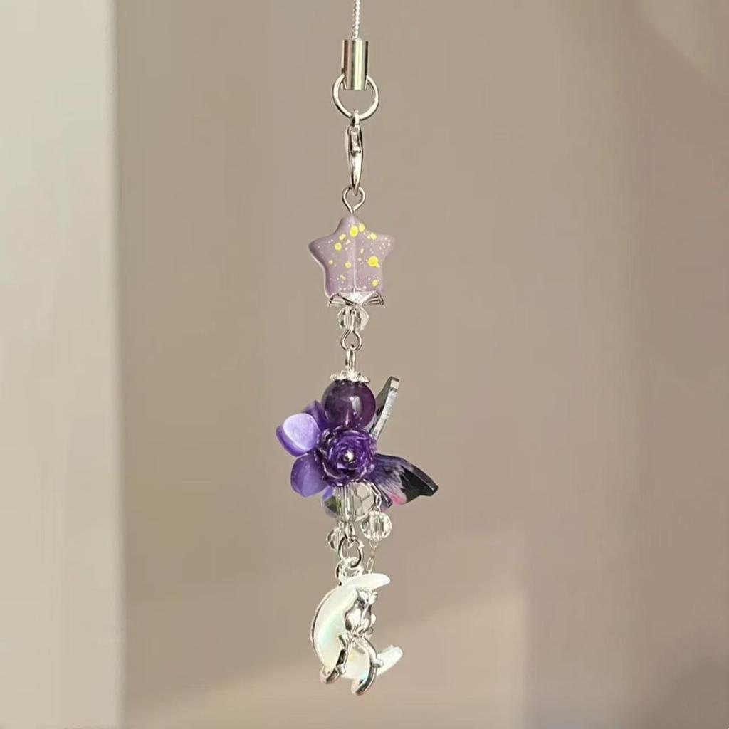 Lila Quaste mit Perlen Handyanhänger Modisches und praktisches Handy-Hängeaccessoire für junge Frauen und trendige Benutzer