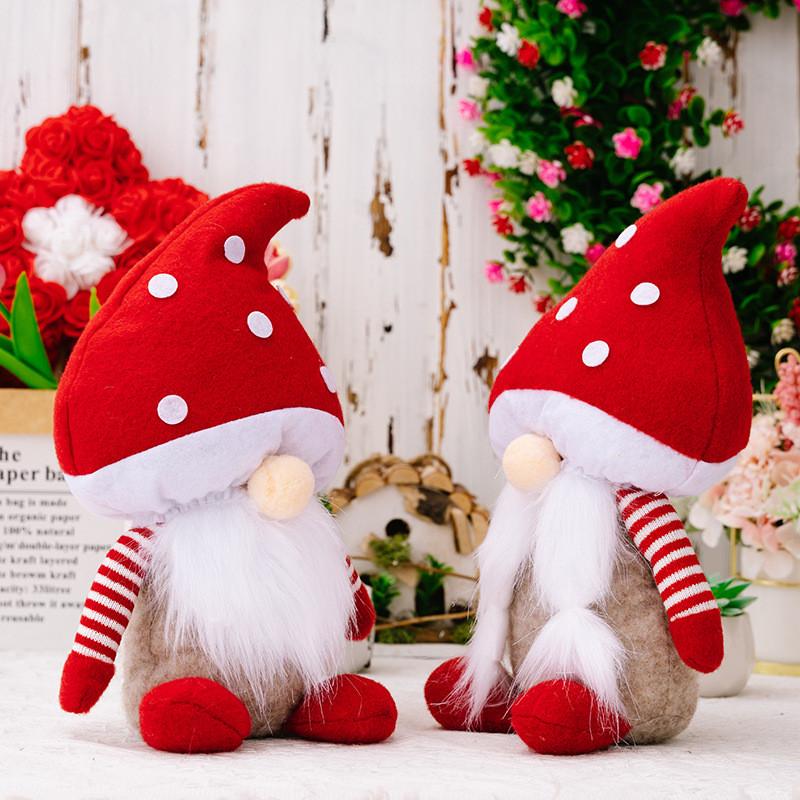 Cute Round Dot Red Hat Plush Doll With Mushroom Head For Cozy Living Spaces
