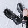 Fashion New Men Leather Platform Oxfords Lace-up Thick Male Business Derby Shoes Casual Buckle Loafers Mens Square Toe Formal Dress Shoe