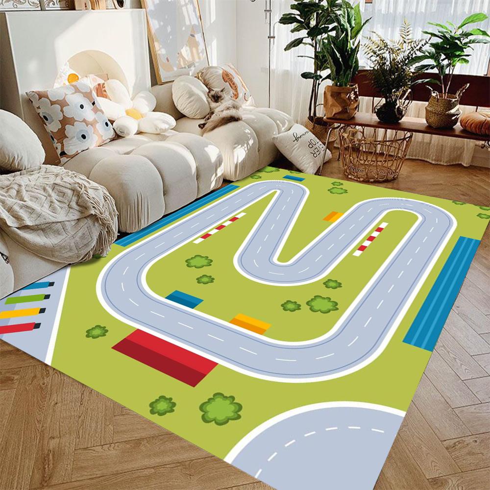 Children's City Transportation Track Printed Carpet Game Anti-slip Mat Area Mat Boy and Girl Educational Carpet