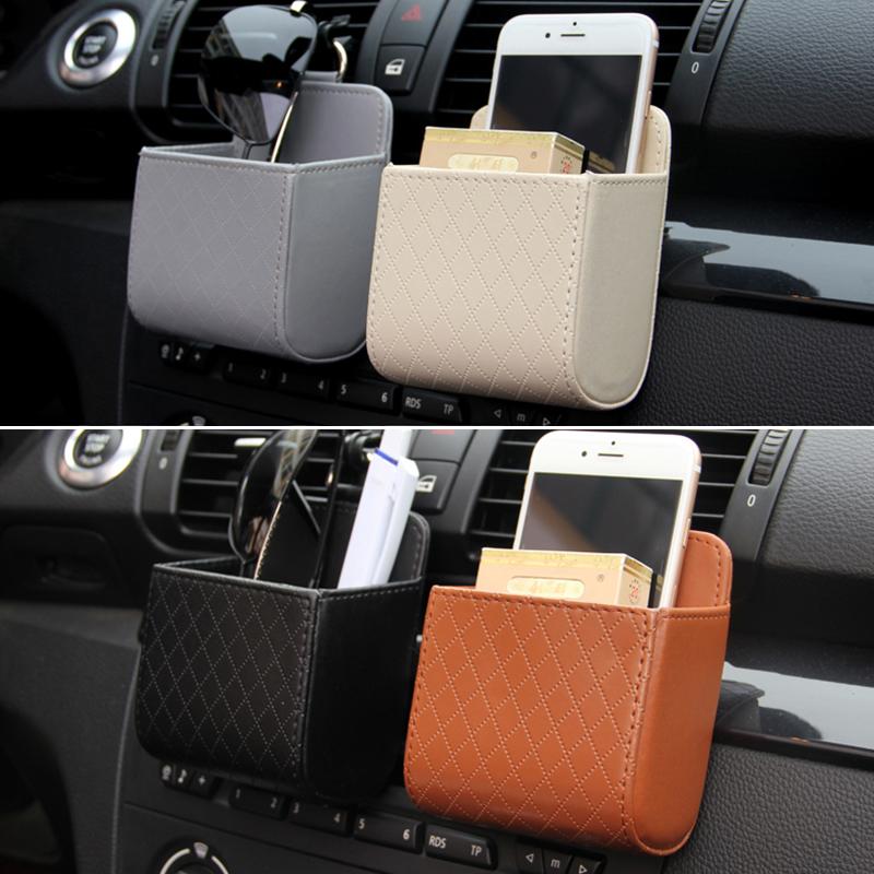 SCIONE Car Air Outlet Mobile Phone Storage Bag Air Conditioning Multifunctional Car Storage Box Car Lambskin Air Outlet Storage Hanging Bag
