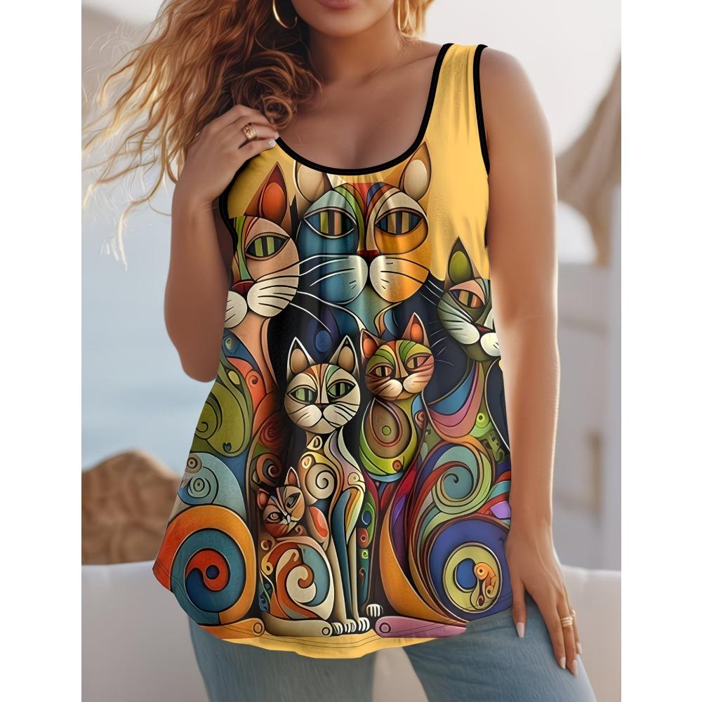 Fashion Vest Animal Print 3D Printing Women s Summer Casual Round Neck Vest Off Shoulder Sleeveless Vest Women s Top 3XL