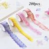 200PCS/Roll Flower Petals Tape DIY Scrapbooking Diary Paper Stickers Roll Cute Adhesive Paper Tape Stationery Sticker