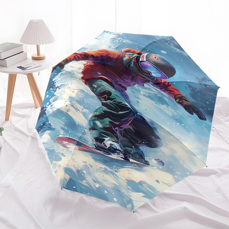 1pc Snowboarding in Action Umbrella with Plastic Handle,Suitable for All Seasons UmbrellaPT539