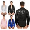 Meeste ladina balletitantsu body S-XXL Sädelev litritega pealosa V-kaelus Satiinist varrukad Kinnitusega vahelus Leotard lavavõistluseks