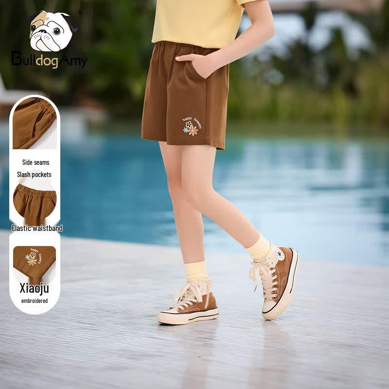CHANZUIGOU Girls  Cotton Embroidered Daisy Shorts 150