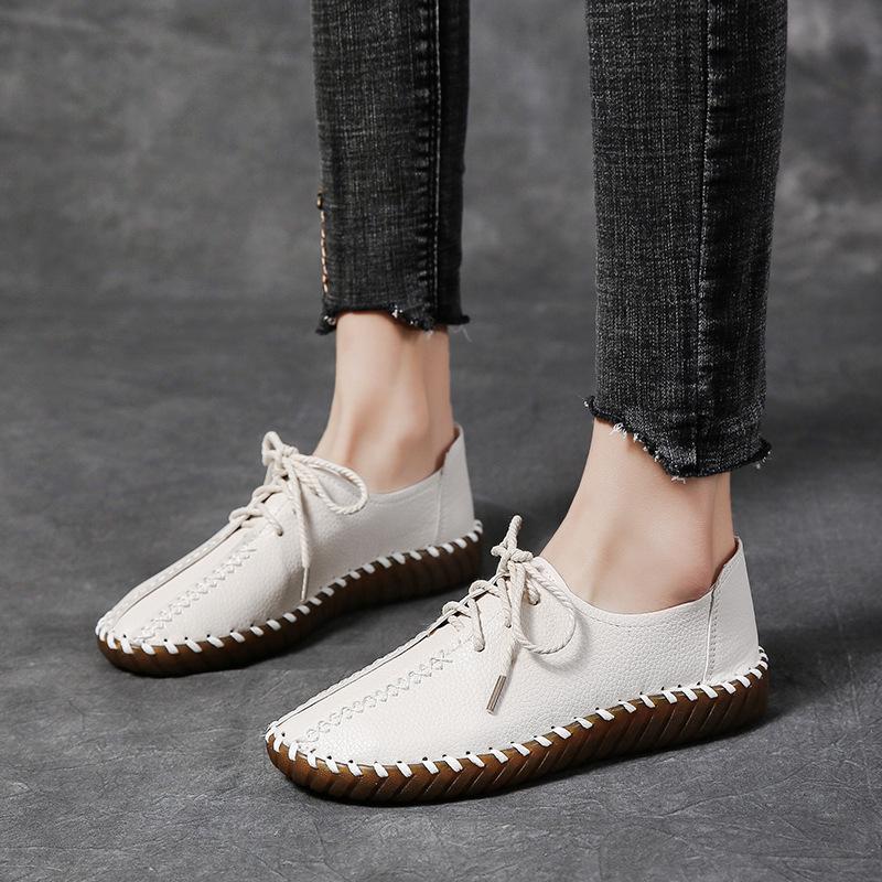 fashion Summer Loafers Women's Casual Lace Up Shoes Moccasins Soft Sole Ladies Footwear Women Flats Shoes Female All-match Beanie Shoes