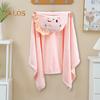 Children Coral Velvet Hooded Bath Towel Cloak Cartoon Animal Shape Faster Absorption Technology Animal Ear Hood Baby Shower Robe