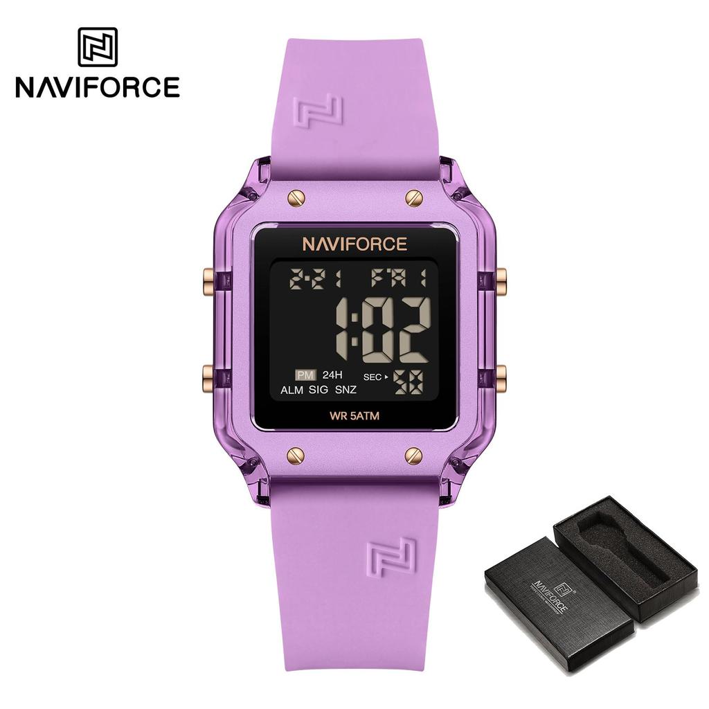 NAVIFORCE Women's Casual DIgital Watch Day Date Night Pattern Waterproof Alarm Silicone Strap Lady Girls Fashion Accessories Watch NF6105