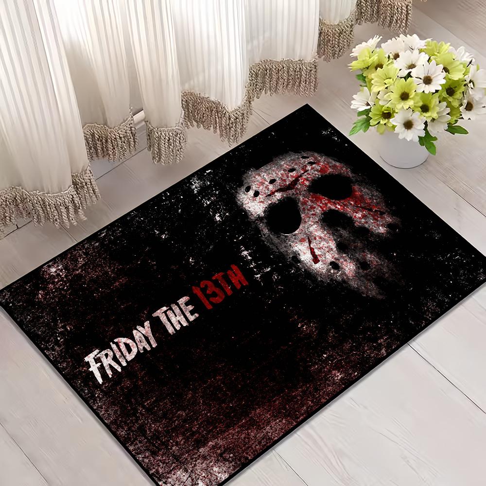 VIKAMA Friday The 13th Jason Horror Floor Mat Thriller Film Non-Slip Halloween Dark Wind Living Room Bedroom Home Decoration