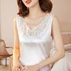 Sommer-Damenweste, einfarbig, Spitze, V-Ausschnitt, ärmellos, lockere Bluse